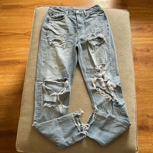 American Eagle Mom Jean Ripped Jeans (Size 0 Long)